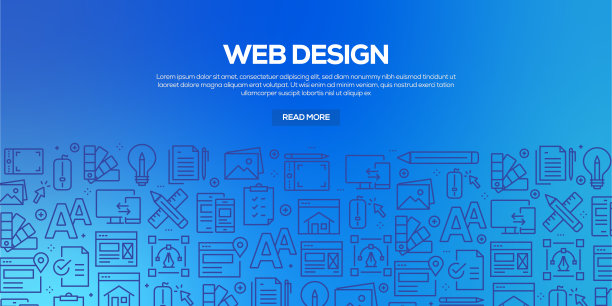 矢量设计模板和元素的集合，为网页设计在流行的线性风格-无缝模式与线性图标相关的网页设计-矢量图片下载