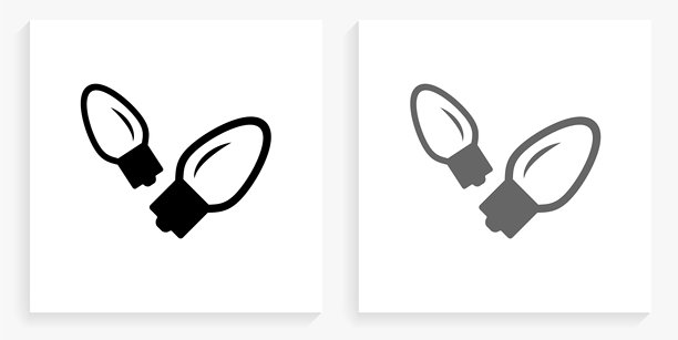 圣诞灯黑白方形图标图片下载