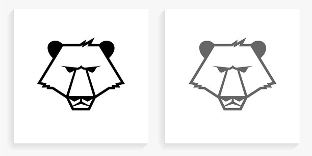 熊黑白方形图标图片下载