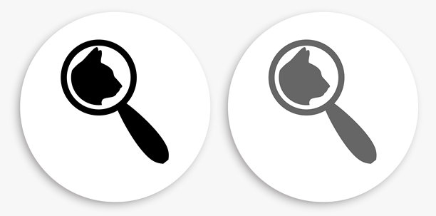 动物搜索黑白圆形图标图片下载