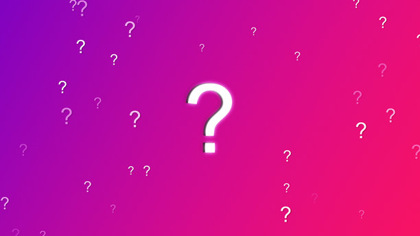 问号粒子缓慢漂浮并与气泡一起在深蓝色背景上渐隐 - 4K库存照片图片下载