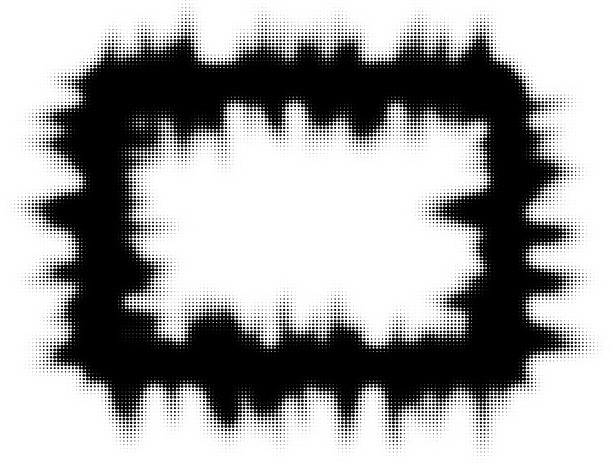 透明背景上的点状纹理半色调边框。适用于漫画书、照片拼贴、海报、传单的空白框架。矢量插图图片下载