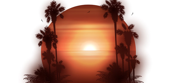 热带海滩上的日落图片下载