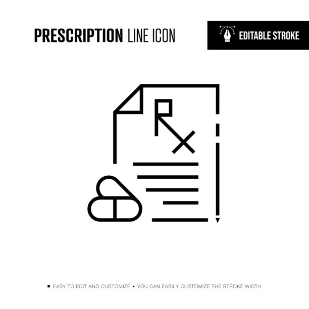 处方线图标-可编辑的描边图片下载