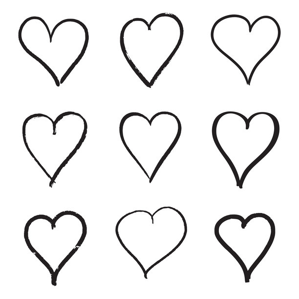 不同的心黑色矢量手绘组。图片下载