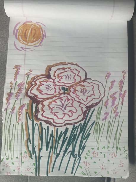 手绘的牡丹和猫薄荷花园，黄昏时分的艺术疗愈图片下载