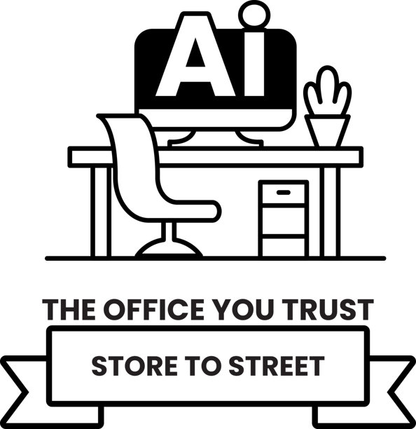 一张黑白照片，展示了一张桌子，上面有一台电脑显示器和一把椅子。图片下载