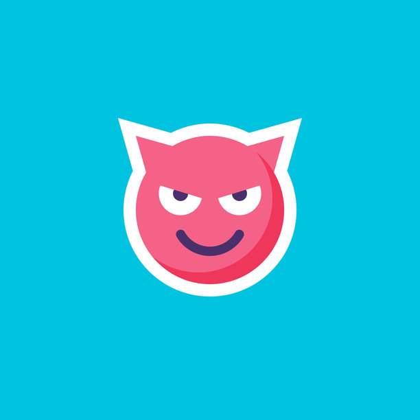 表情贴纸上的蓝色黑底平面设计图片下载