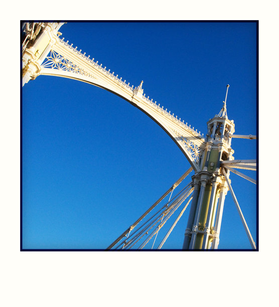 阿尔伯特桥切尔西伦敦地标旅游假期宝丽来照片图片下载