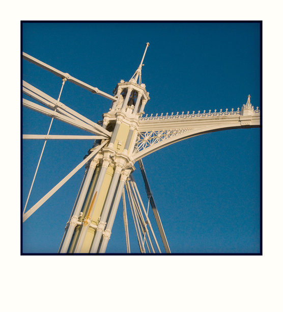 阿尔伯特桥切尔西伦敦地标旅游假期宝丽来照片图片下载