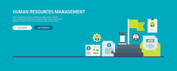 人力资源矢量旗帜设计理念。平面图标设计矢量插图模板网站，演示等。图片下载