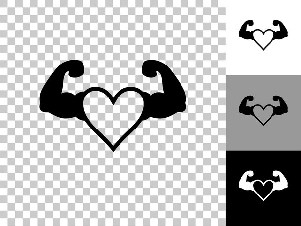 坚强的心图标在棋盘透明的背景图片下载