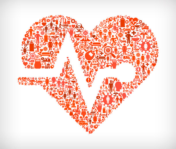 心脏脉搏流感冠状病毒图标模式图片下载