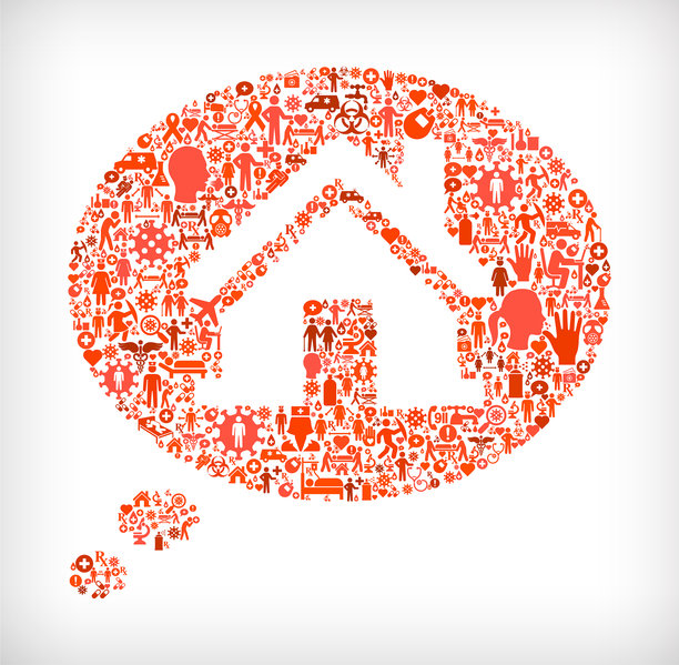 房地产谈论流感冠状病毒图标模式图片下载