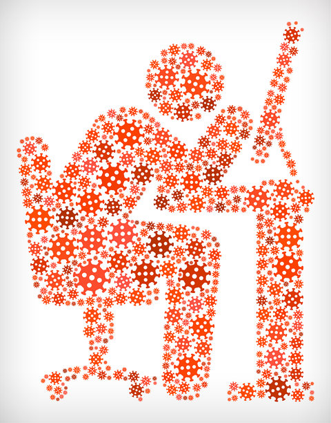 失眠工人流感病毒图标模式图片下载