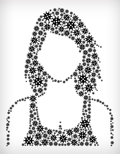 女性面临流感冠状病毒图标模式图片下载