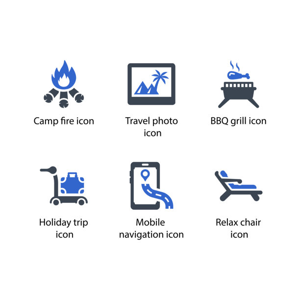 篝火，旅行照片，烧烤架，假期旅行，移动导航，休闲椅，图标图片下载