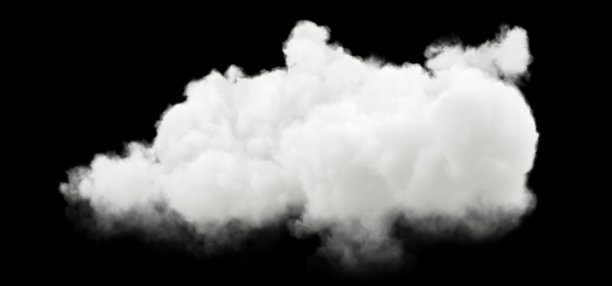 黑色背景上的柔软云彩漂浮插图 3D 插画图片下载