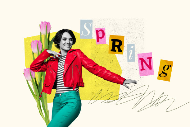 漂亮女性庆祝3月8日的照片拼贴贺卡，背景为手绘风格图片下载