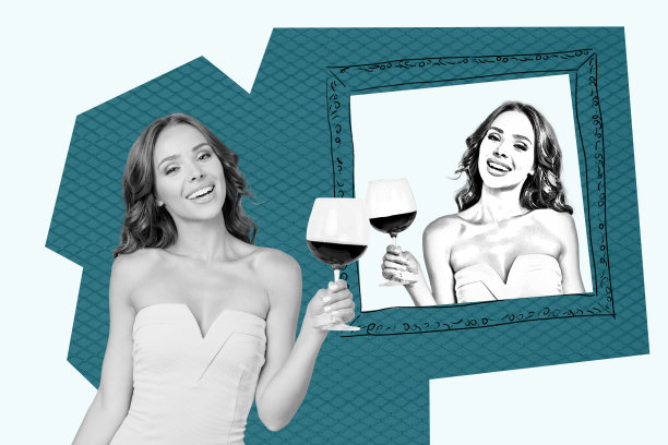 时尚艺术创意照片拼贴，快乐女孩展示绘画涂鸦肖像，艺术家艺术画廊展览图片素描图片下载