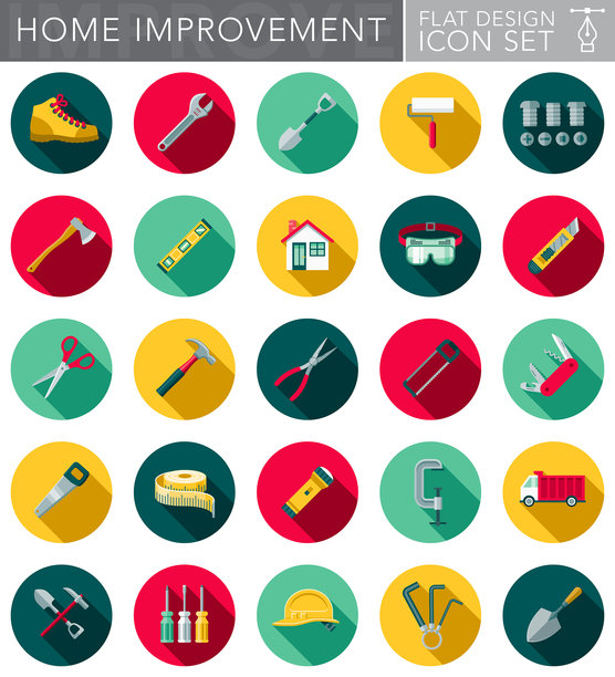 平面设计家居改善图标设置与侧面阴影图片下载