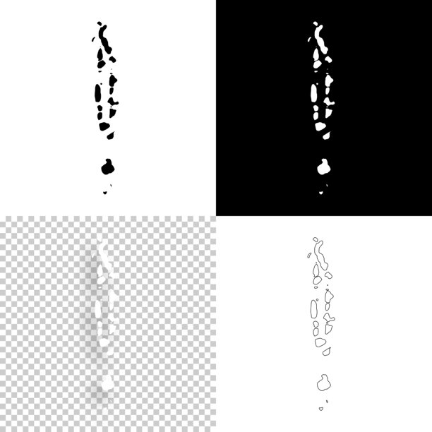马尔代夫地图的设计-空白，白色和黑色背景图片下载