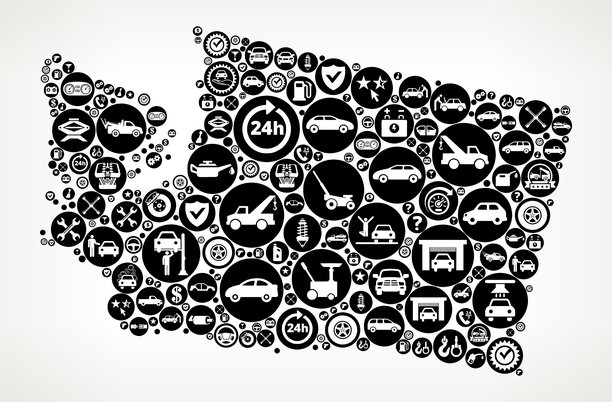 华盛顿汽车和汽车修理图标背景图片下载