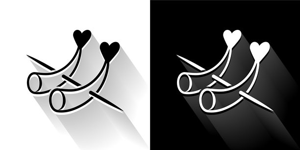 Horderves黑色和白色图标与长影子图片下载