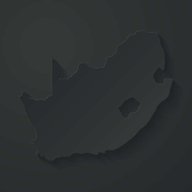 南非地图与剪纸效果的黑色背景图片下载