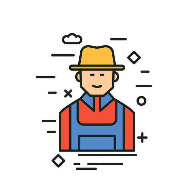 农民农业和耕作细线图标图片下载