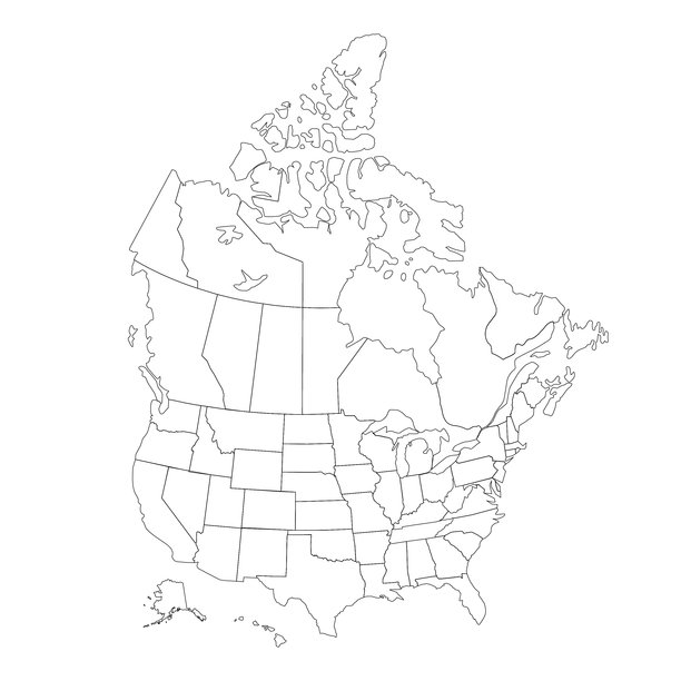 美国和加拿大的大纲地图图片下载