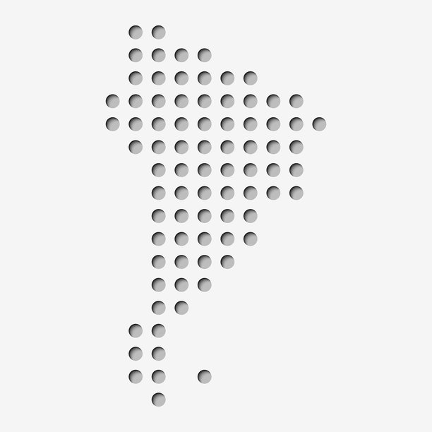 南美大陆像素和纸艺术地图图片下载