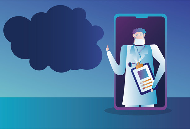 医生在手机屏幕上讲解健康知识，远程医疗图片下载