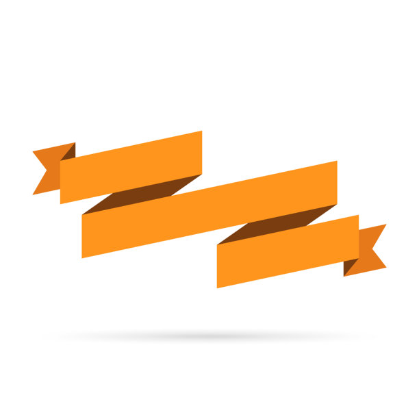 橙色丝带孤立在白色背景-设计元素图片下载