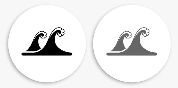 海啸黑白圆形图标图片下载