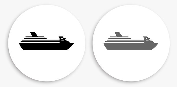 巡航船黑白圆形图标图片下载