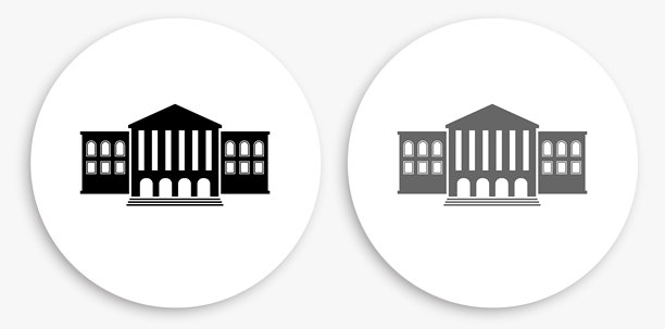 建筑黑白圆形图标图片下载