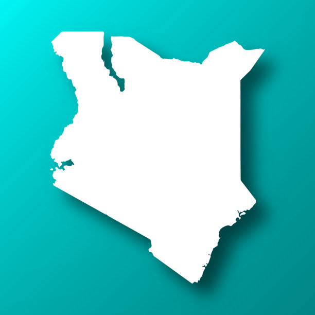 肯尼亚地图上的蓝绿色背景与阴影图片下载