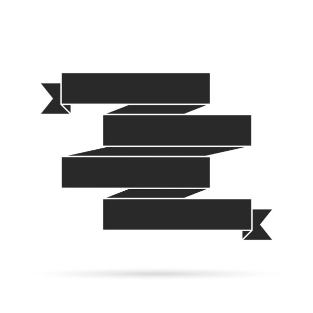 黑色丝带孤立在白色背景-设计元素图片下载