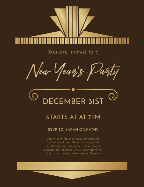 装饰艺术除夕派对邀请模板图片下载