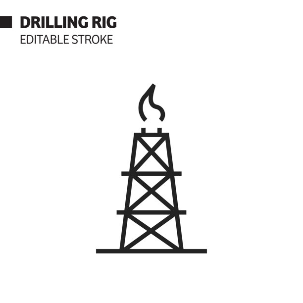 钻孔挖线图标，轮廓矢量符号插图。完美像素，可编辑的描边。图片下载