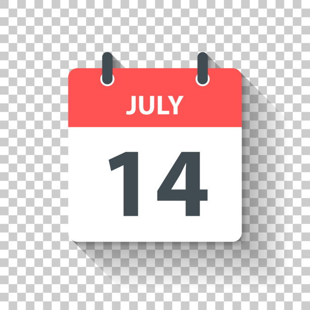 7月14日-日日历图标在平面设计风格图片下载