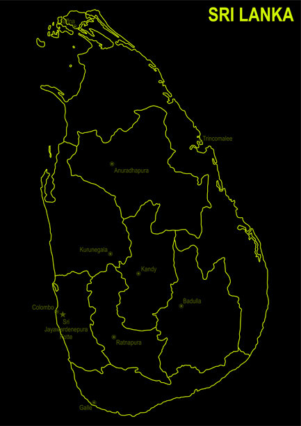 斯里兰卡的霓虹地图  在黑色背景下图片下载