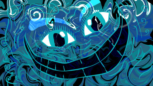 微笑的脸在涂抹颜料。图片下载