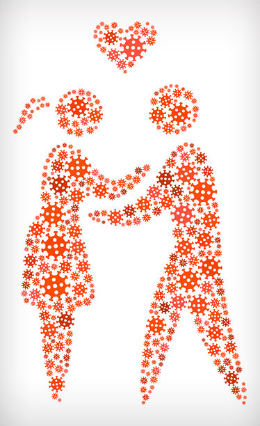 情侣流感冠状病毒图标模式图片下载