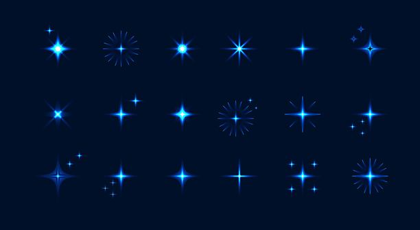 不同黑色闪光图标的集合。插图素材图片下载