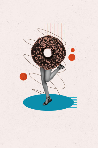 无身体的女性腿部走路的趋势艺术素描图像合成照片拼贴，穿着鞋子，旁边有甜甜圈、蛋糕、糖果和烘焙食品的卡路里。图片下载