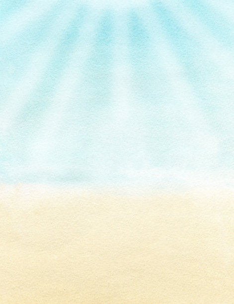 水下背景，海水与沙底，阳光透射。水彩插画海景。海洋场景用于海洋风格的设计构图。适合明信片、横幅、海报的海洋生物。图片下载