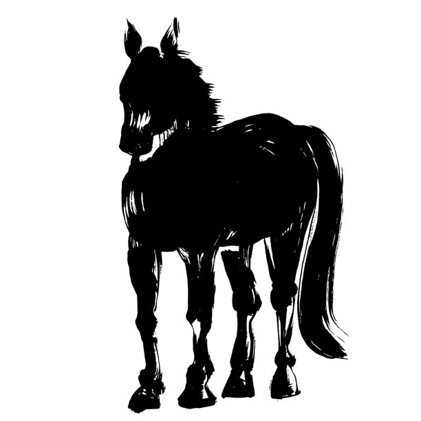 马年，新年素材，水墨风格 – 正面马的剪影矢量插图图片下载