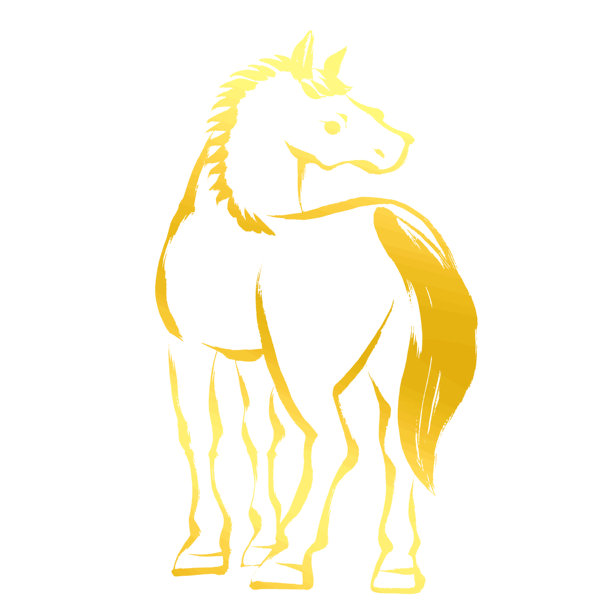 马年，新年素材，水墨风格 – 转马矢量插图（金色）图片下载